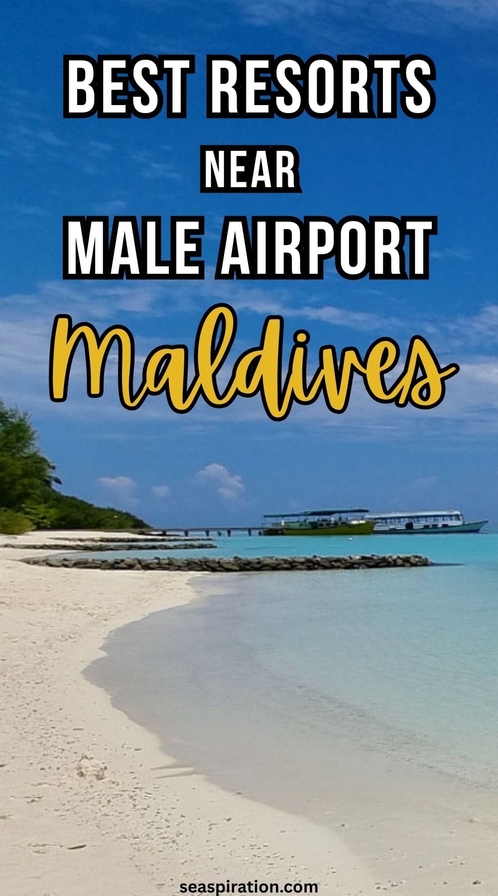 sandy beach on resort island near Male Maldives