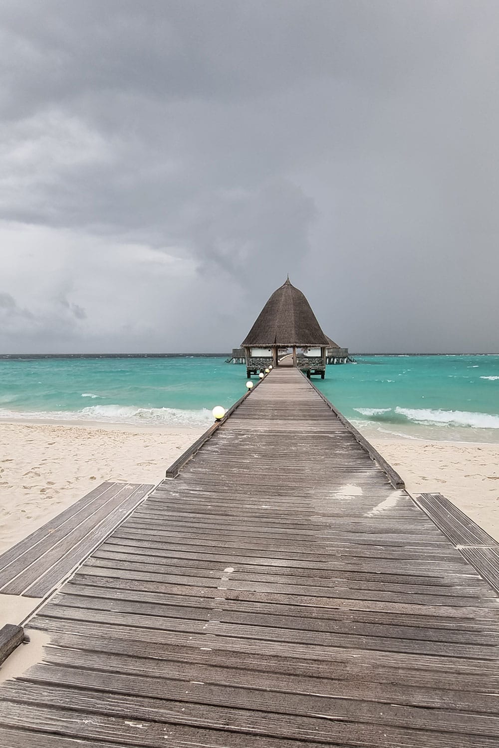 heavy rain and choppy seas in the Maldives