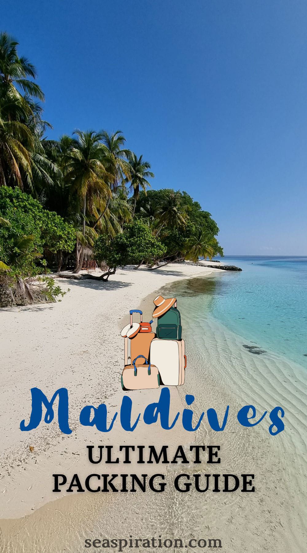 dreamy Maldivian beach with white sand and palm trees