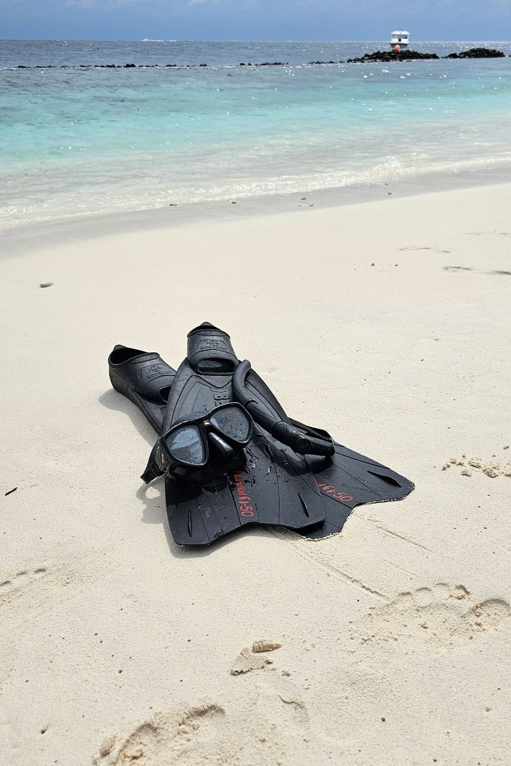 snorkel set in the sand