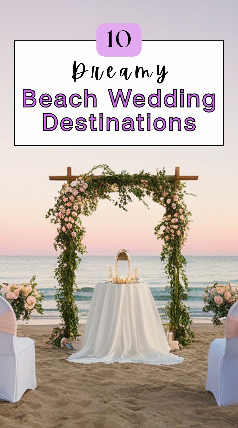 beach wedding setup at sunset