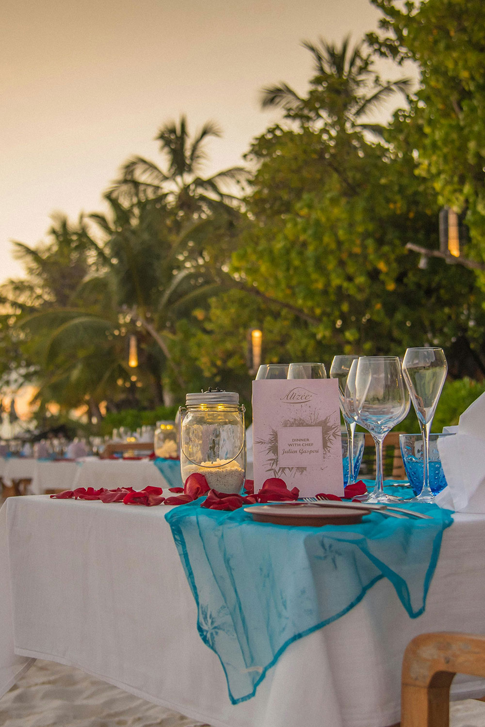 Maldives beach wedding setup