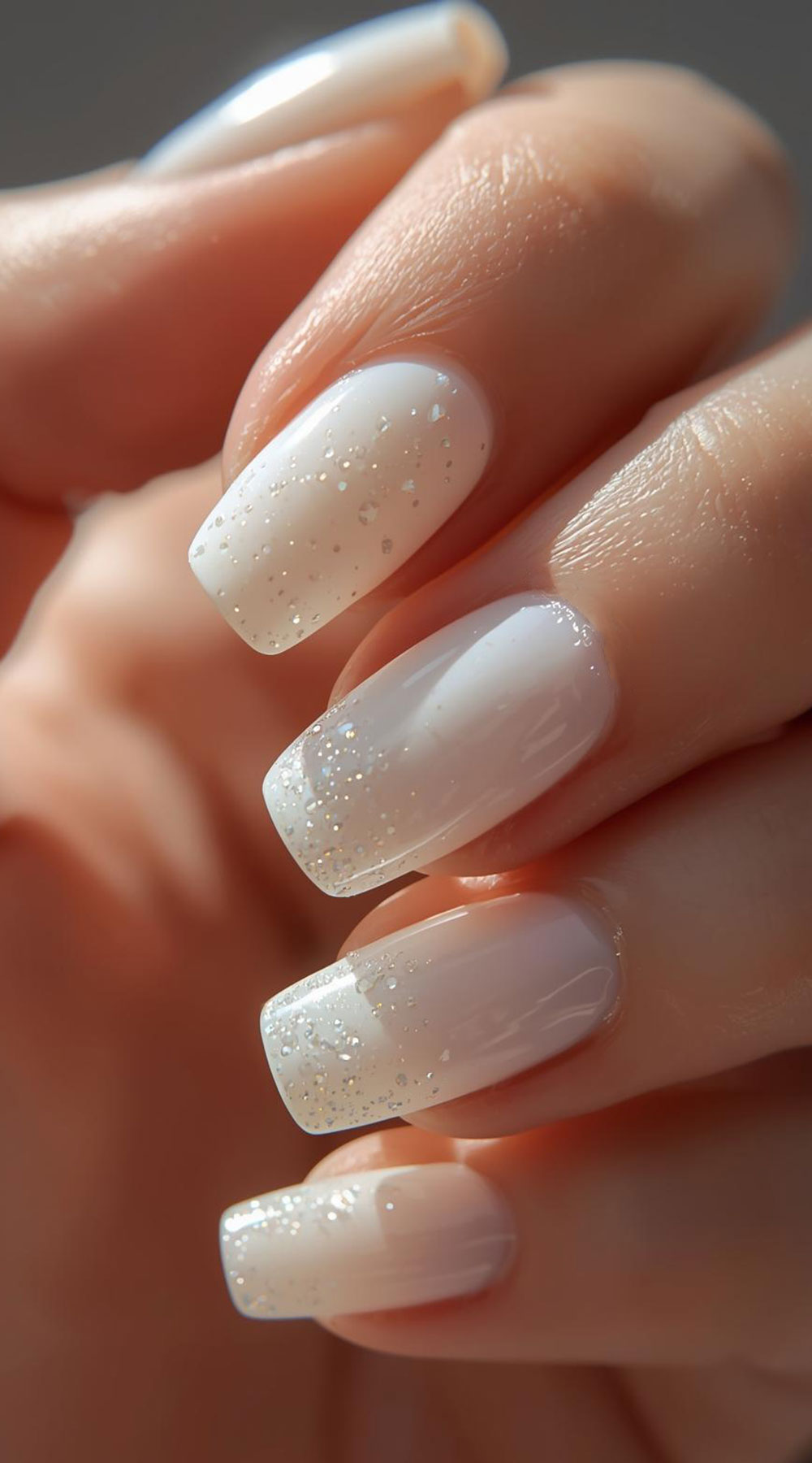 sparkly white nails