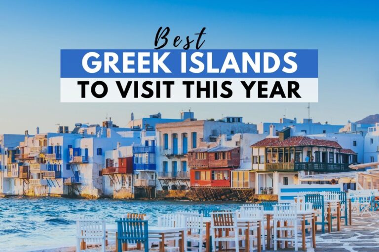 waterfront restaurant tables on a small Greek island