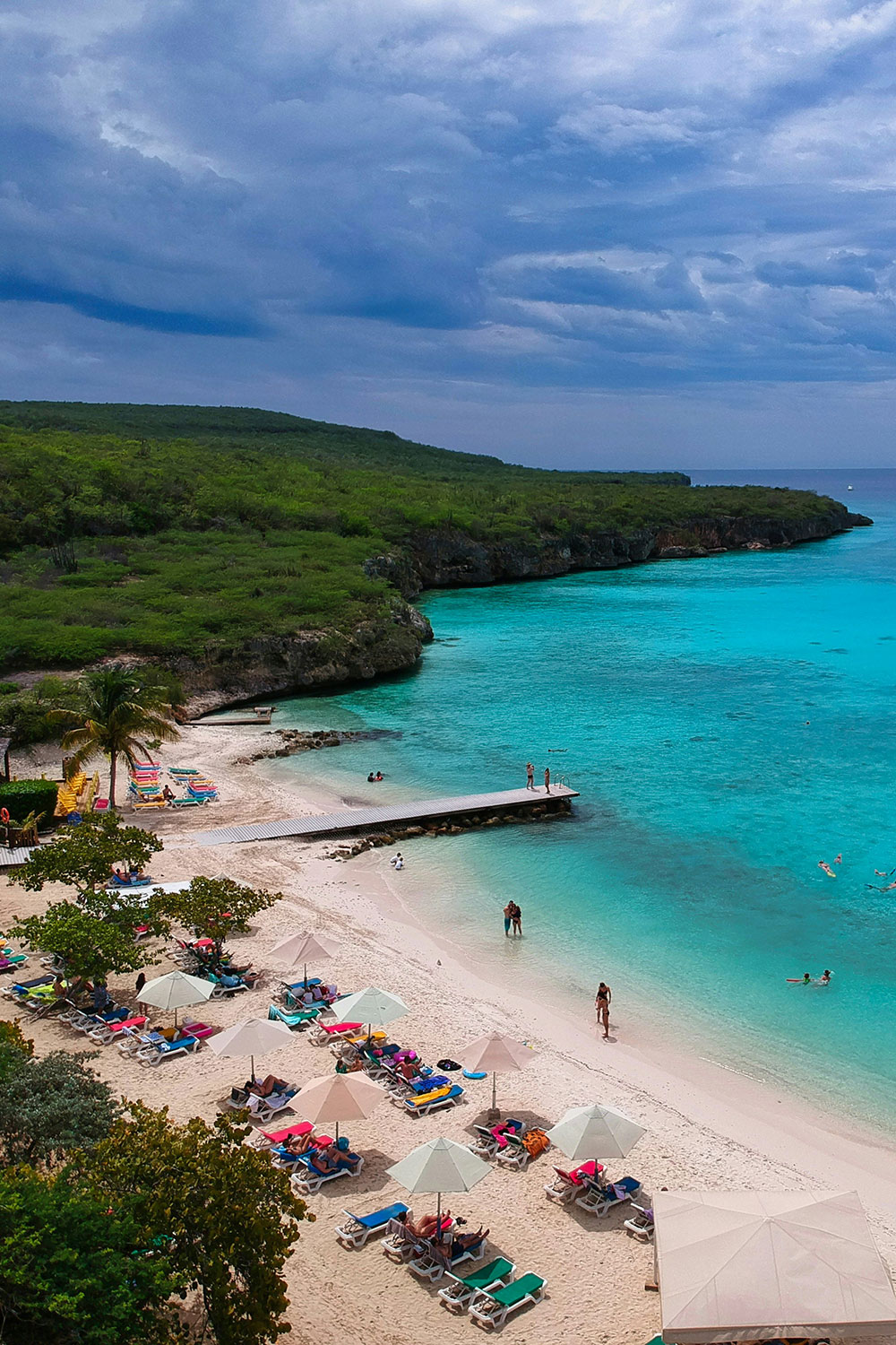 high-angle shot of Playa Porto Marie, located on the island of Curaçao