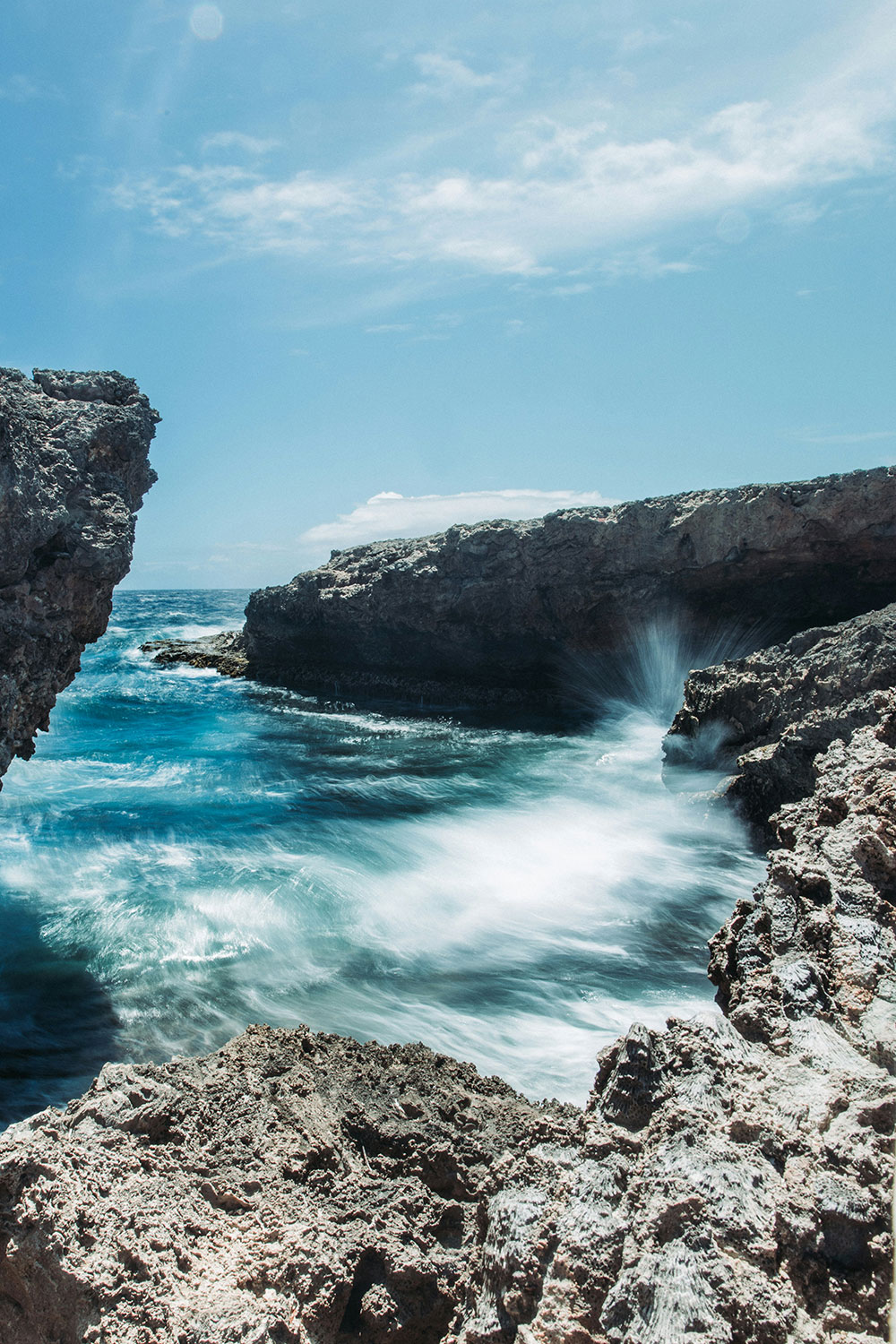 the  rocky shoreline of Curacao in Shete Boka National Park