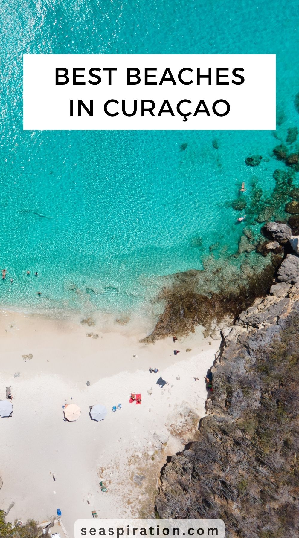 aerial view of Kleine Knip beach on Curacao island