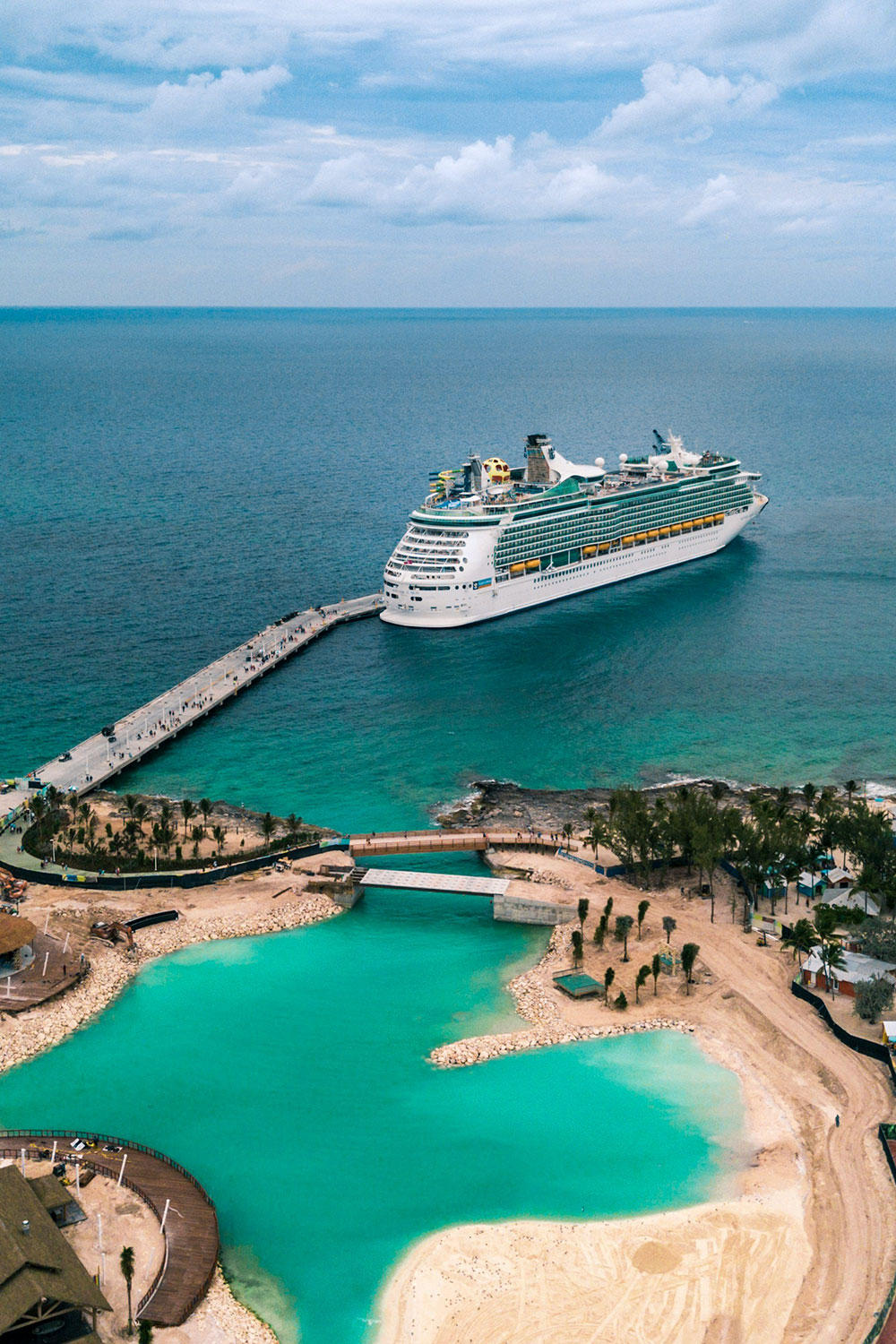 cruise ship docked in Coco Cay Bahamas