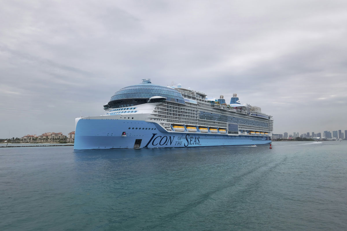 Icon of the Seas cruise ship leaving Port of Miami