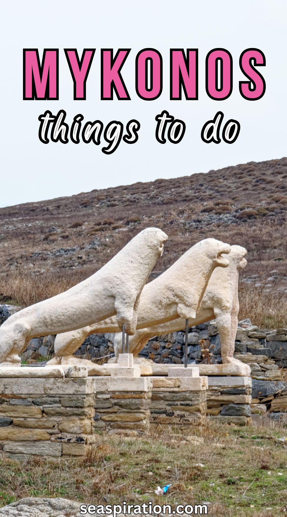 old lion sculptures on the island of Delos