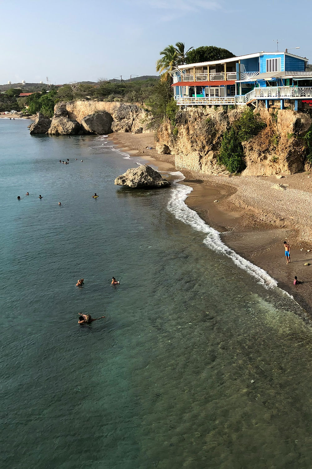 people swimming and snorkeling in Playa Forti beach in Curaçao