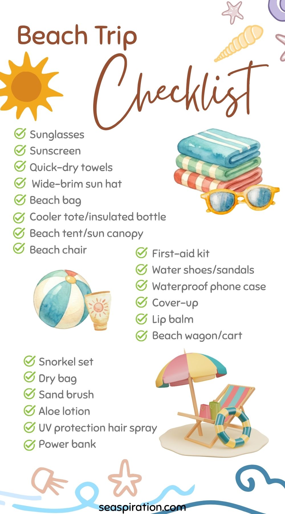 printable beach trip checklist