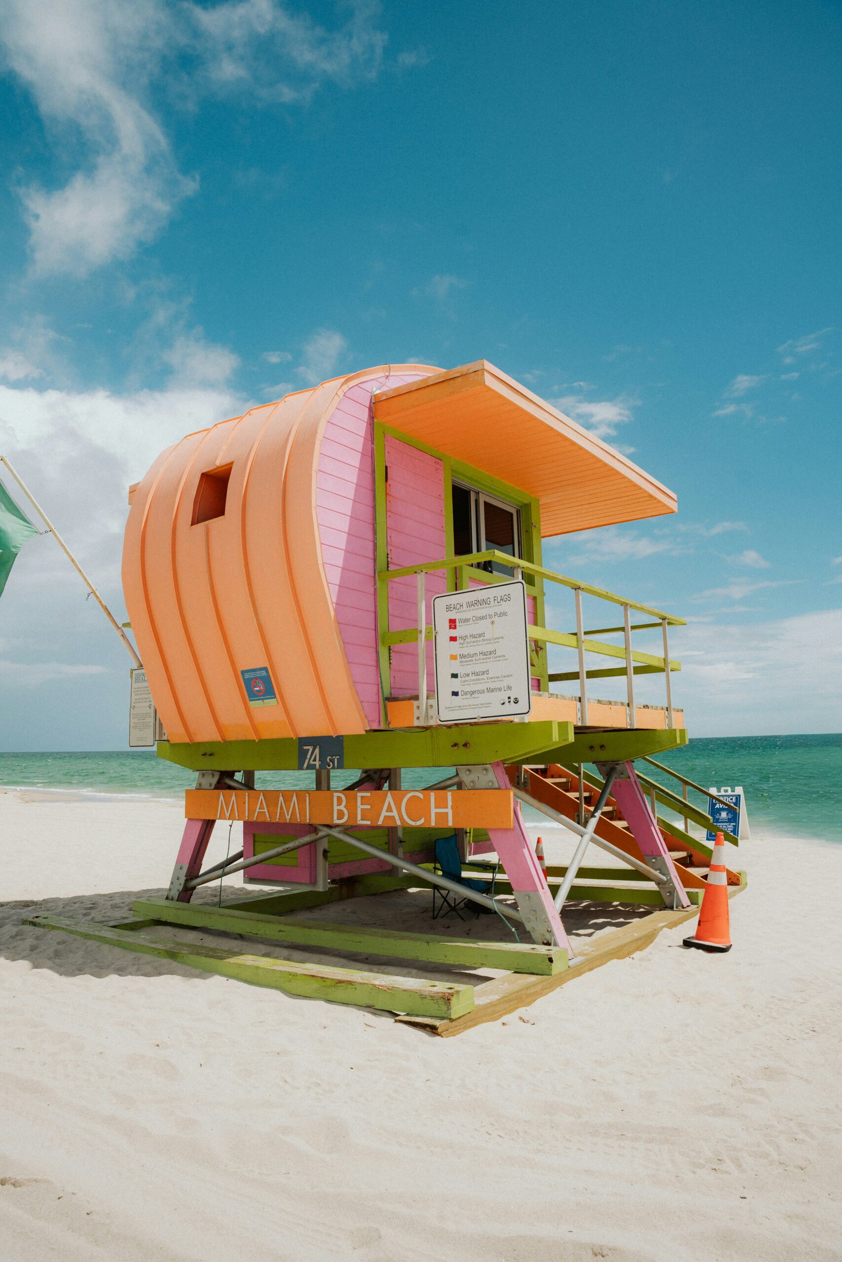 colorful lifeguard tower on Miami Beach